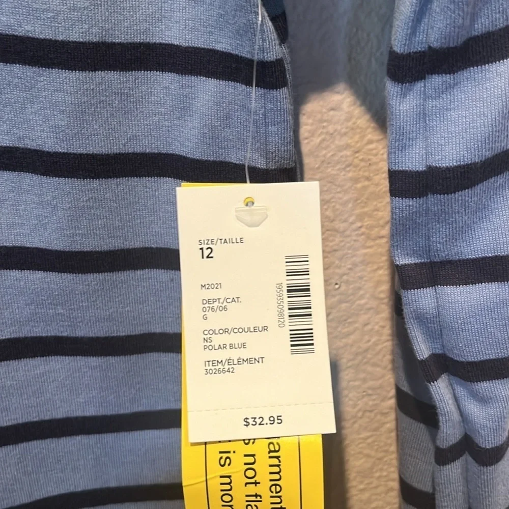 New Gymboree Kid’s Penguin Striped Pajama Top Size 12 NWT